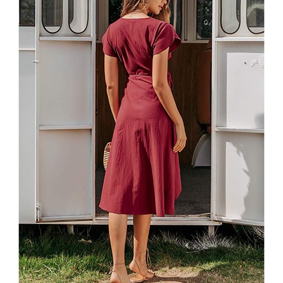 Red Long Split Maxi Summer Dress - Picture 4 of 7